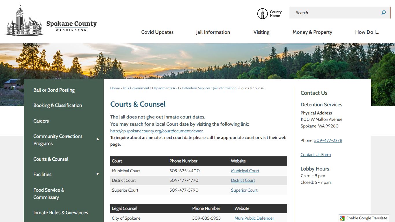 Courts & Counsel | Spokane County, WA