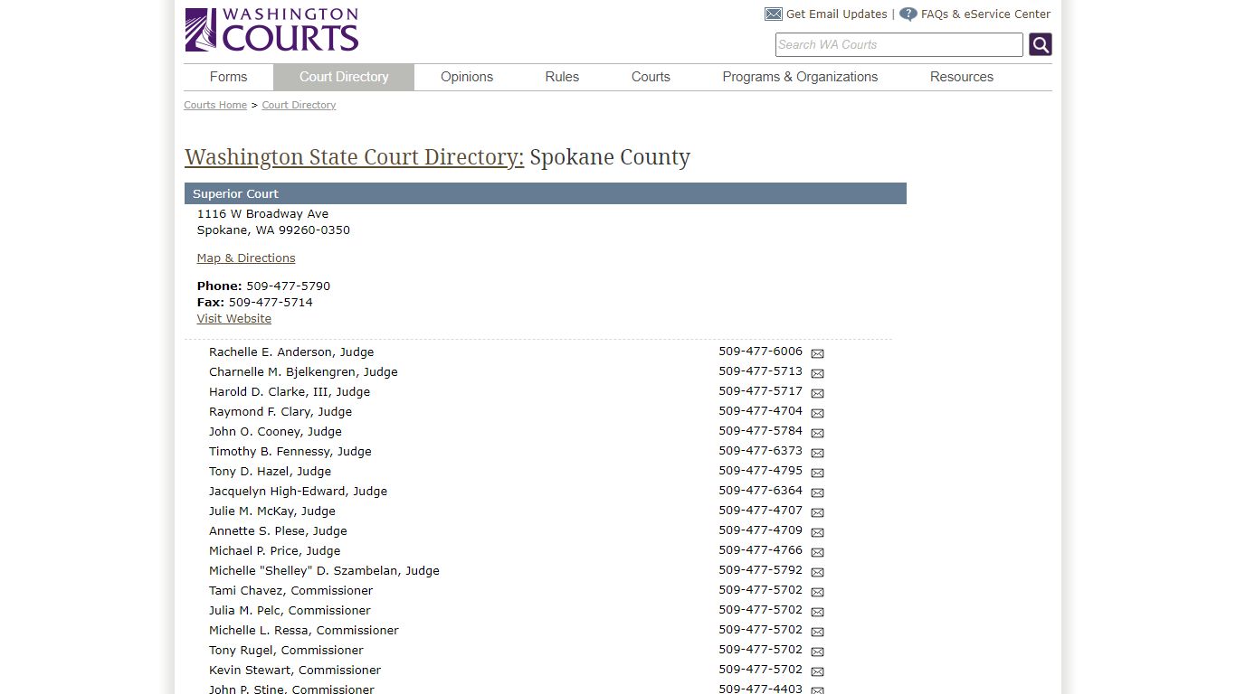 Washington State Courts - Court Directory